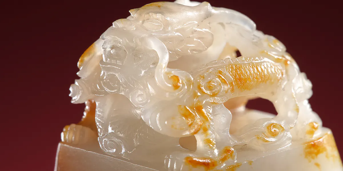 Paire exceptionnelle de sceaux impériaux en jade, "Guxi tianzi" et "Youri zizi". Époque Qianlong, env. 1780-1789. Photo © Lempertz (détail)