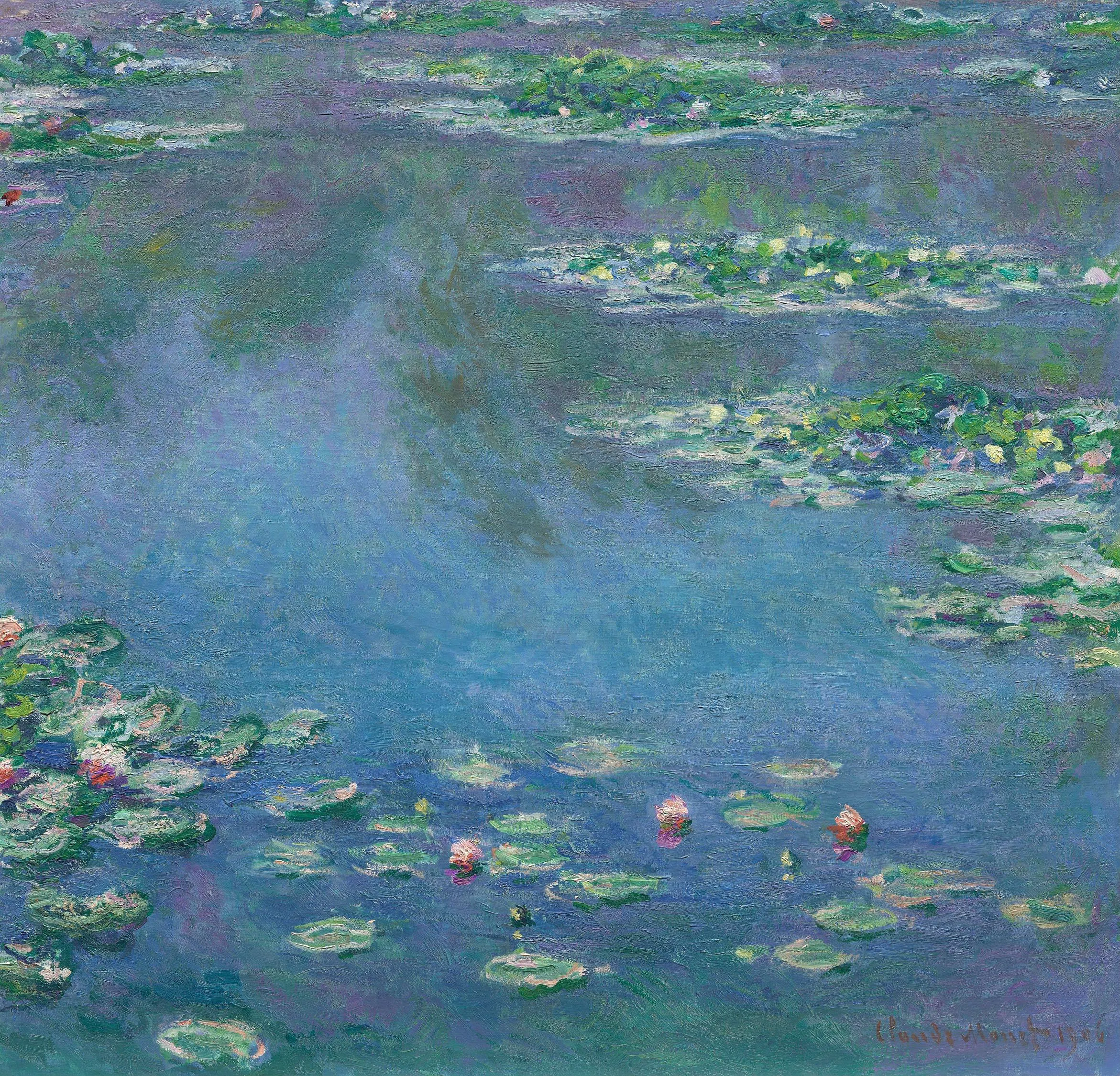 Claude Monet, Water Lilies, 1906, oil on canvas, Art Institute of Chicago. Photo in the public domain
