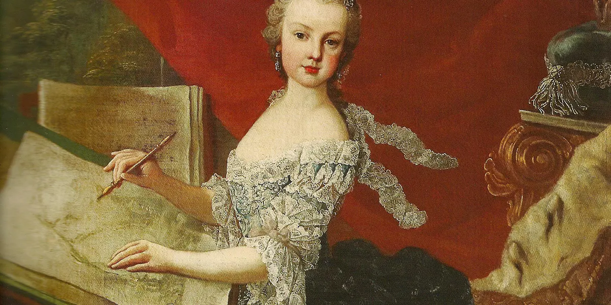Martin van Meytens (1695–1770), Erzherzogin Maria Christina, 1750, Ungarisches Nationalmuseum, Budapest. Foto gemeinfrei (Detail)