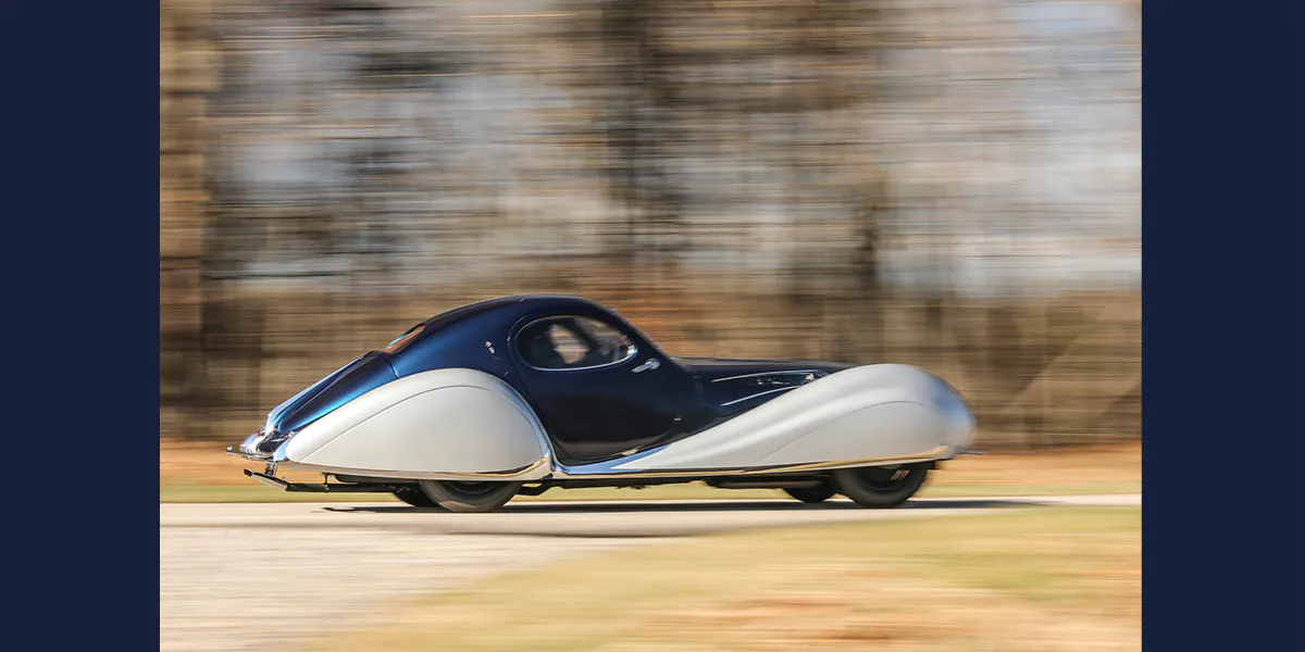 1937 Talbot-Lago T150-C-SS Teardrop Coupé, sold in 2022 at Amelia Island for $13,425,000, world record for the brand and the most expensive French car in auction history. Photo © CHRISTIE'S IMAGES LTD. 2024
