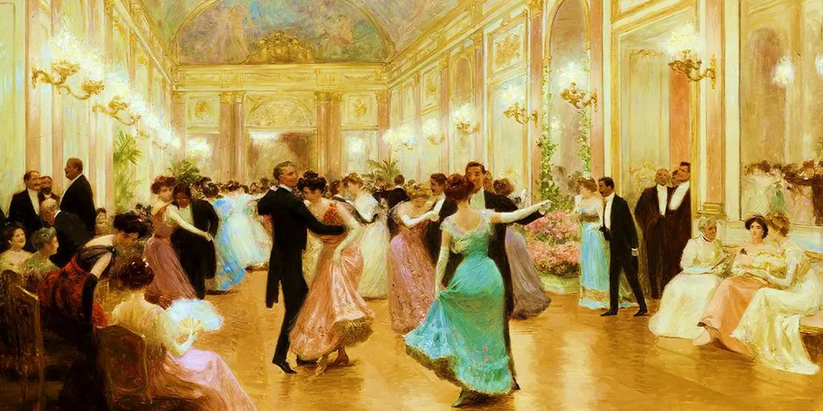 Victor Gilbert (1847 Paris 1933), Une soirée élégante, 1890, Privatsammlung. Foto gemeinfrei (Detail)