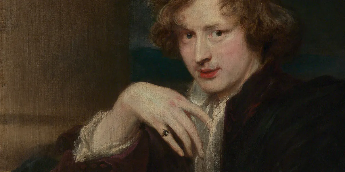 Anthonis van Dyck (1599 Anversa - 1641 Londra), Autoritratto, circa 1620/21, olio su tela, 119.7 x 87.9 cm, Metropolitan Museum of Art, New York. Immagine di pubblico dominio (dettaglio)
