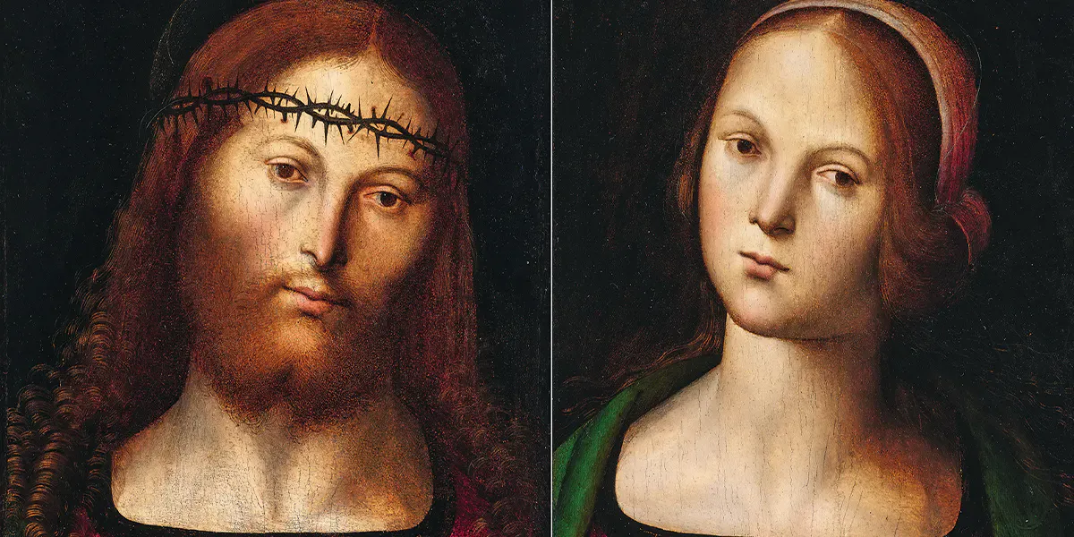 Pietro di Cristoforo Vannucci, dit Le Pérugin (vers 1450-1523), Le Christ couronné d'épines et Marie, paires d’huiles sur bois, 33,5 x 27,5 cm. Photo © Dorotheum (détail)