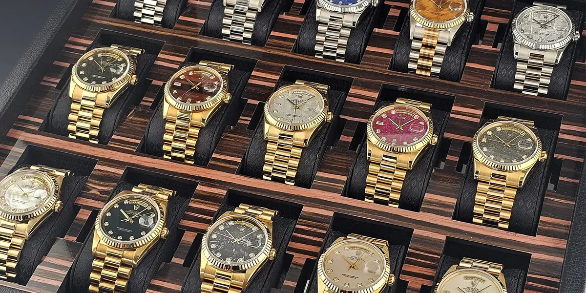 Collection unique de montres-bracelets Rolex en or abandonnées, 45 pièces, années 1980 - 2000. Photo © Catawiki (détail)