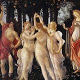 Sandro Botticelli, Le Printemps (Primavera), 1478-1482, tempera sur panneau de bois, 203 x 314 cm, Galerie des Offices de Florence. Photo domaine public (détail)