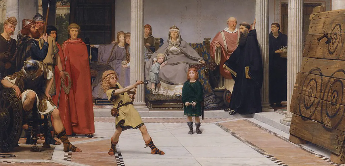Lawrence Alma-Tadema, Die Erziehung der Kinder Chlodwigs, 1861 | Foto via Wikipedia (Detail)
