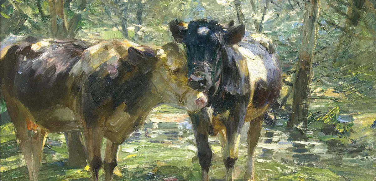 Heinrich von Zügel (1850 Murrhardt - 1941 München), Kühe im Halbschatten, Öl/Lwd., signiert | Foto: © AH Stahl (Detail)