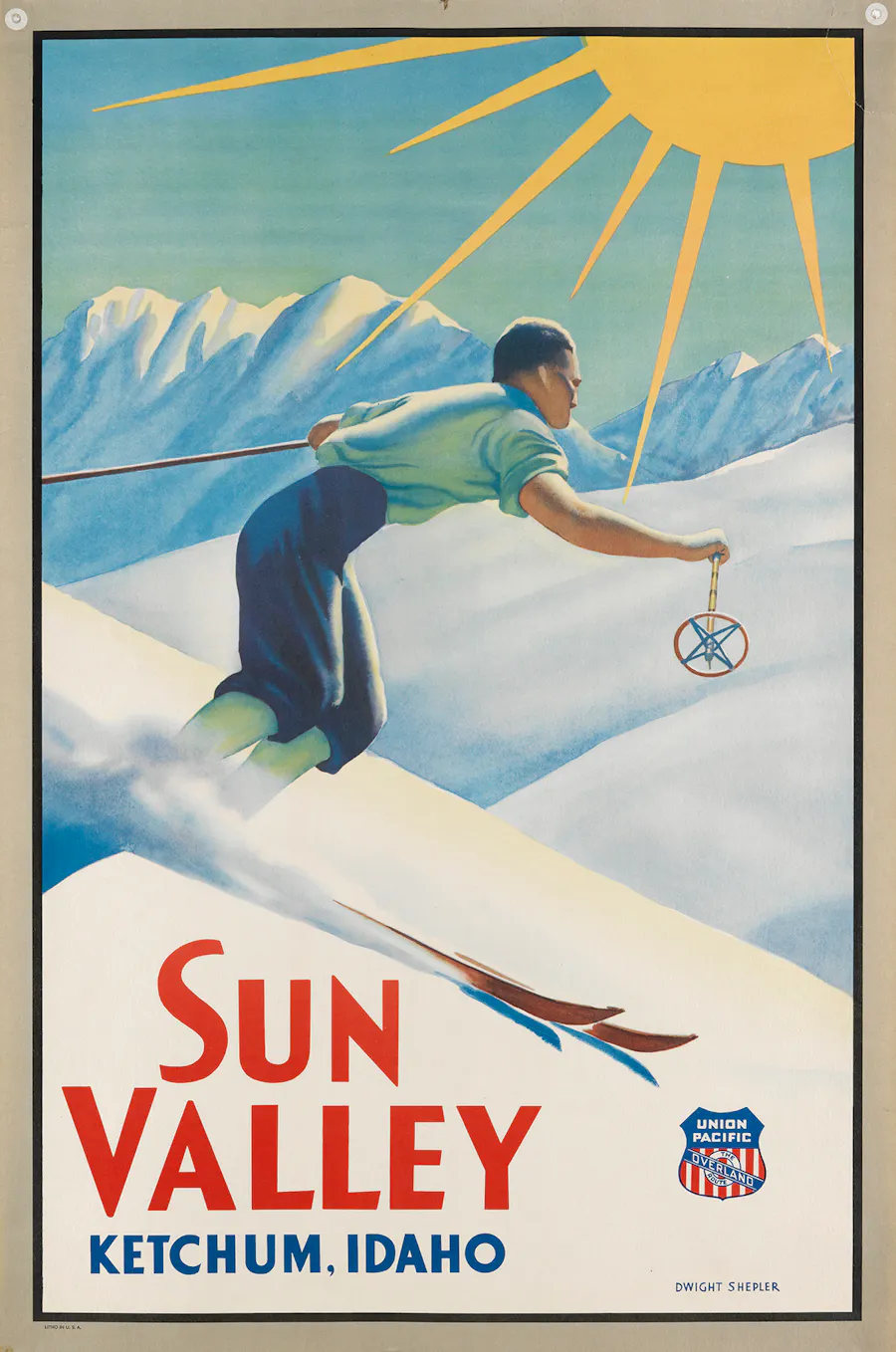 Affiche ancienne Sports d'hiver France de Villemot Circa 1950