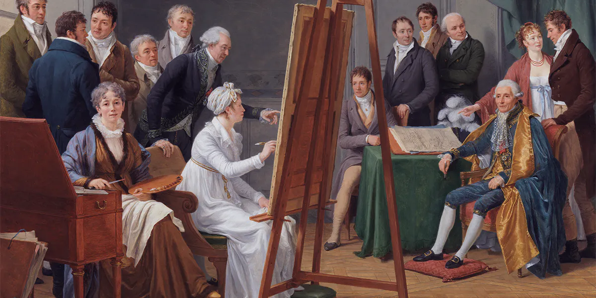 Marie-Gabrielle Capet, Im Atelier von Madame Vincent in der Zeit um 1800, 1808, Öl/Lwd., 69 x 83,5 cm, Neue Pinakothek. Foto gemeinfrei (Detail)
