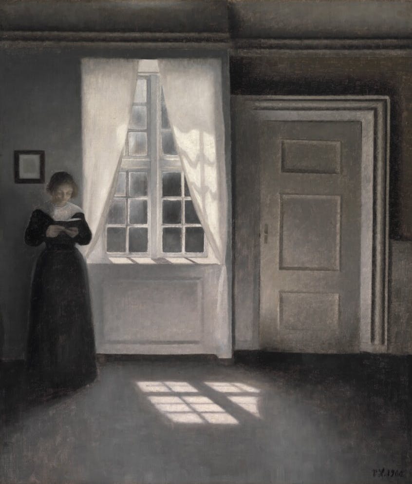 Vilhelm Hammershøi, 'Interior, Strandgade 30', signerad och daterad V. H. 1900, olja på duk, 52×45 cm. Foto: Bruun Rasmussen