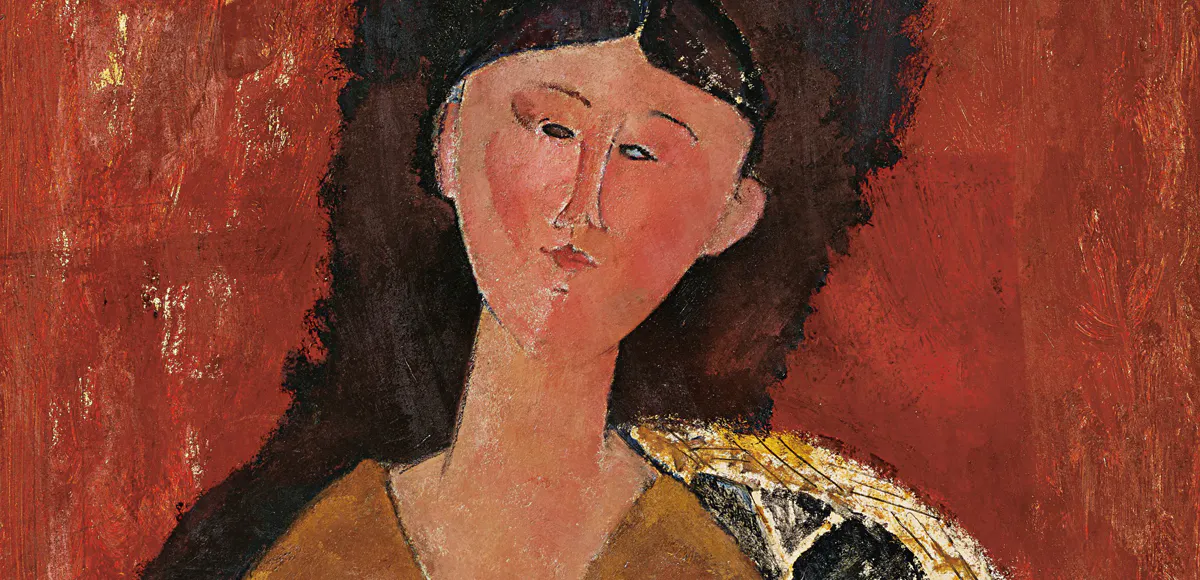 Amedeo Modigliani, Beatrice Hastings assise (dettaglio), olio su cartone, 1915. L'opera sarà presentata da Christie's New York il prossimo 11 novembre 2019, immagine © Christie's