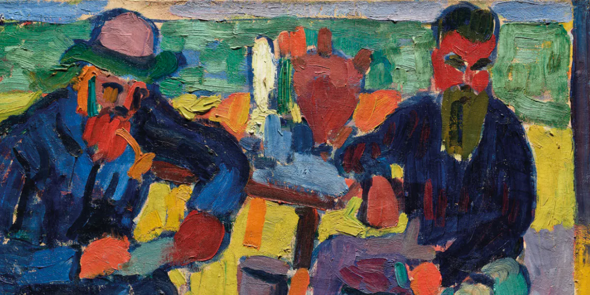 André Derain (1880-1954), Matisse e Terrus, firmato "a derain" (in basso a destra), olio su tela, 40,3 x 54,3 cm, dipinto nel 1905 © Christie's (dettaglio)