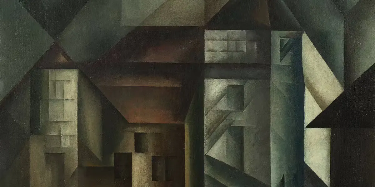 Lyonel Feininger (1871 New York 1956), Vollersroda III, 1916, signé et daté, huile sur toile, doublé, 80 x 100 cm, encadré. Photo © Grisebach (détail)