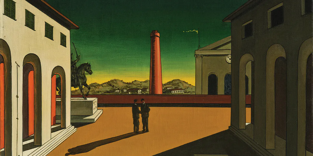 Giorgio de Chirico, Piazza d’Italia, 1954, Öl auf Leinwand, 50 x 71 cm, erzielter Preis € 520.000. Foto © Dorotheum (Detail)