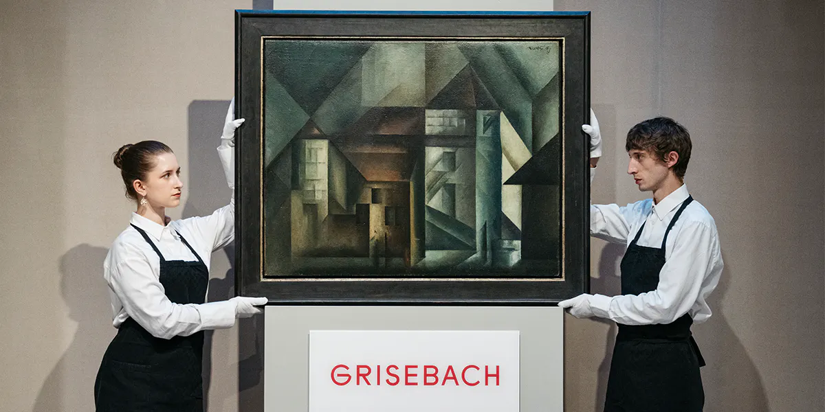Lyonel Feiningers Meisterwerk "Vollersroda III" von 1916 kam am 5. Juni in der Abendauktion "Ausgewählte Werke" bei Grisebach unter den Hammer. Foto ©️Stefanie Loos (Detail)