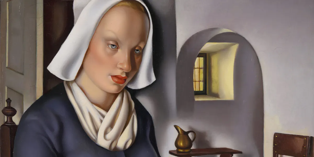Tamara de Lempicka (1894-1980), Young Dutch Girl, 1941, oil on canvas, signed lower right, on the back a label with the title and a n°1, 63.5x56 cm. Photo © Rossini (detail)