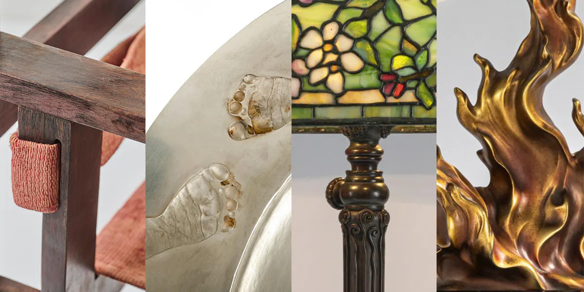 vom 1. bis 3. Juli versteigert Quittenbaum Dekoratives aus Jugendstil und Art déco, Designikonen des 20. Jahrhunderts sowie vielfältigen Schmuck. Fotos © Quittenbaum Kunstauktionen (Details)
