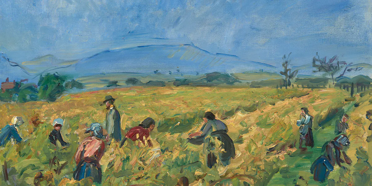 Max Slevogt (1868 Landshut - 1932 Neukastell), Beerenernte, 1910, signier tund datiert, Öl/Lwd., 62,5 x 78,1 cm, gerahmt. Foto © Schuler Auktionen (Detail)