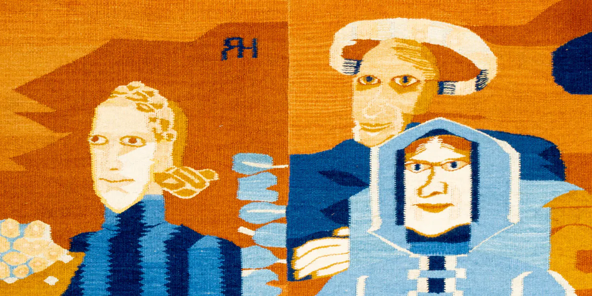 Hannah Ryggens tapestry “Memories of Three” will be sold on October 5 at Olséns Auctions. Photo © Olséns Auctions (detail)