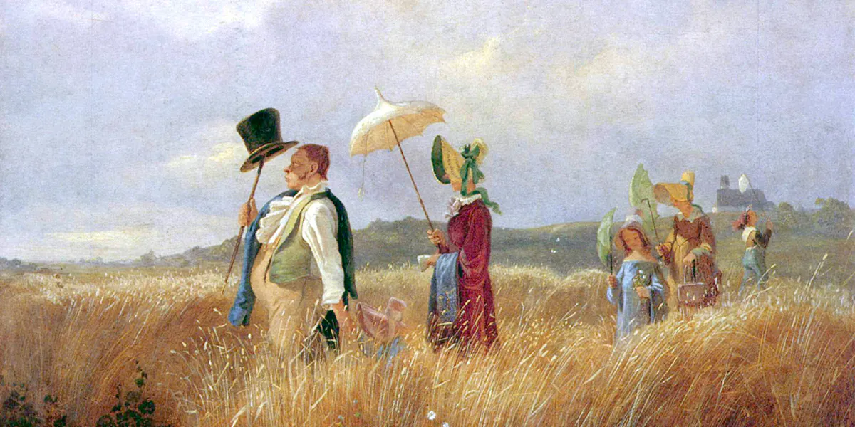 Carl Spitzweg (1808-1885), Der Sonntagsspaziergang, 1841, Öl/Holz, 28 x 34 cm, Salzburg Museum, Salzburg. Foto gemeinfrei (Detail)