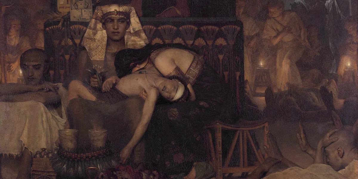 Lawrence Alma-Tadema (1836-1912), Der Tod des erstgeborenen Sohns des Pharaos, 1872, Öl/Lwd., 77 x 124,5 cm, Rijksmuseum, Amsterdam. Foto gemeinfrei (Detail)
