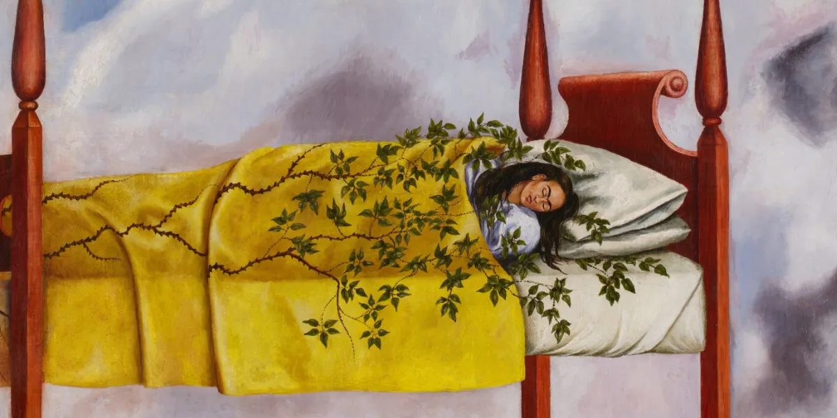 Il dipinto di Frida Kahlo “El sueño (la cama)” del 1940 ha stabilito un nuovo record d'asta quando è stato venduto da Sotheby's il 20 novembre. Foto © Sotheby's (dettaglio)