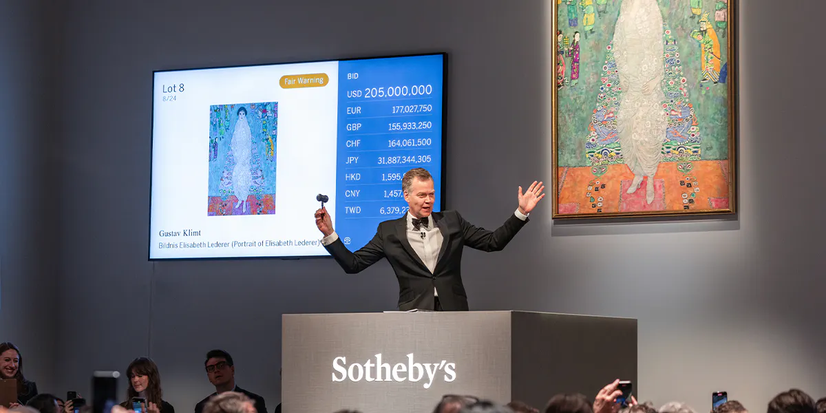 Am 18. November 2025 wurde Gustav Klimts "Bildnis Elisabeth Lederer" (1914-16) bei Sotheby's für 205 Millionen US-Dollar (236,4 Millionen inkl. Aufgeld) verkauft. Foto mit freundlicher Genehmigung von Alive (Detail)