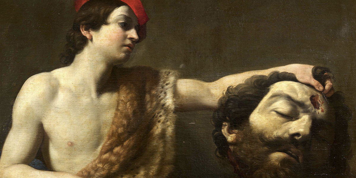 Guido Reni (1575–1642), David and Goliath, oil on canvas, 227 x 145.5 cm. Photo in the public domain (detail)