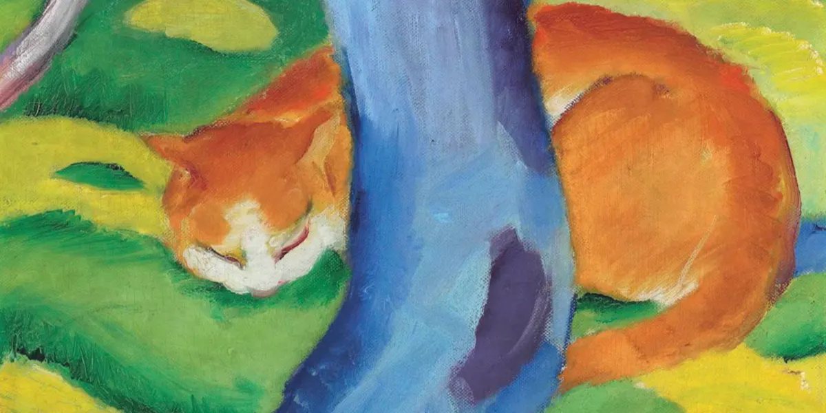 Franz Marc (1880-1916), Kinderbild (Katze hinter einem Baum), 1910-11, Öl/Lwd., 70,2 x 50 cm. Foto © Christie's (Detail)