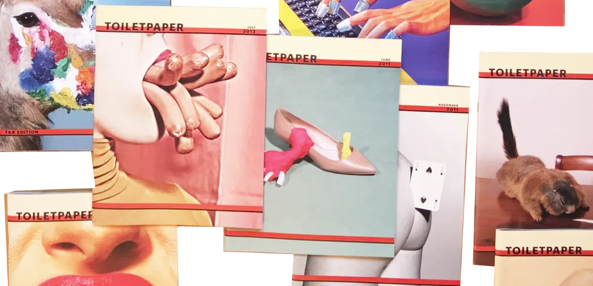 TOILETPAPER, 11 fascicoli (nn. 2/12), rivista a cura di Maurizio Cattelan e Pierpaolo Ferrari. Foto © Finarte