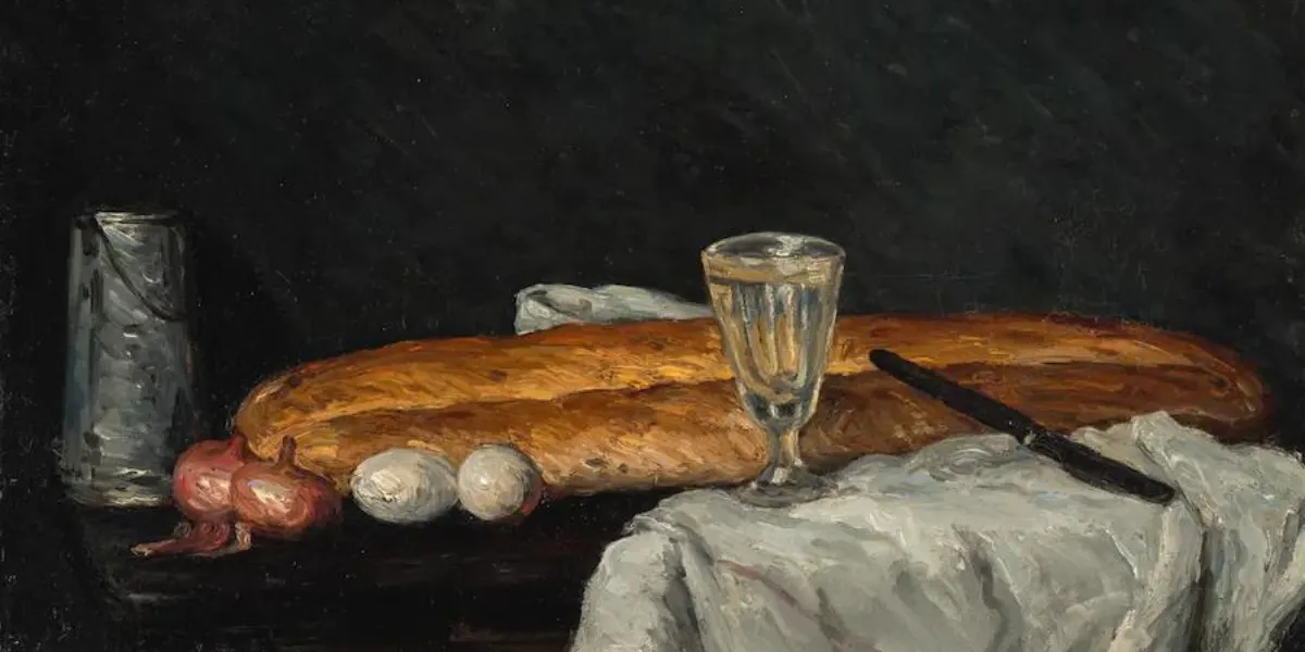 Paul Cézanne, Still Life with Bread and Eggs, 1865, oil on canvas, 59.1 x 76.2 cm. Image © Cincinnati Art Museum (detail)