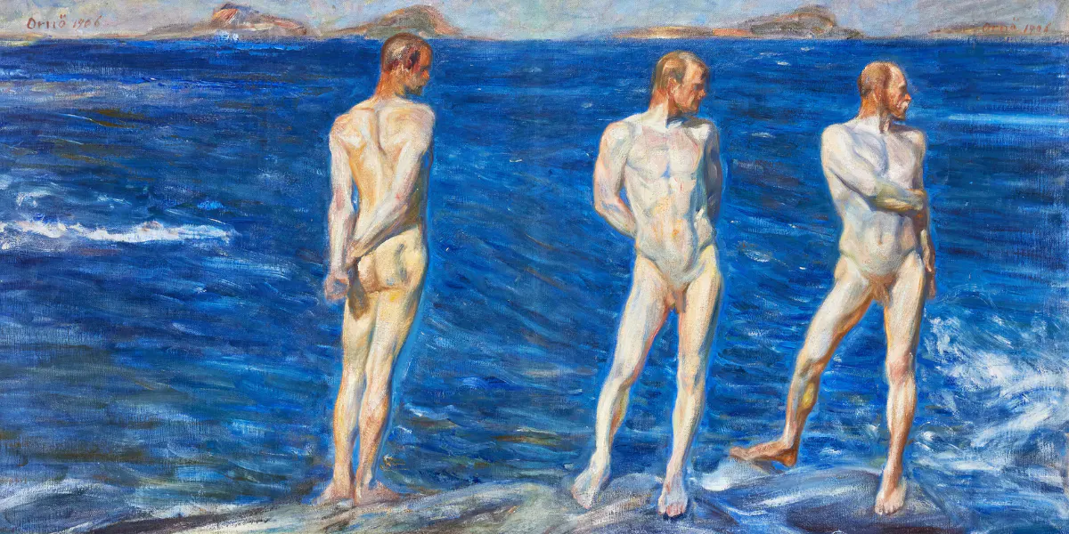 J.A.G. Acke (1859-1924), "Sel de l'Est", huile sur toile doublée, 98 x 136 cm, signée "A Sigurd Ornö 1906. Une étude pour le Sel de l'Est d'Acke". Photo © Stockholms Auktionsverk (détail)