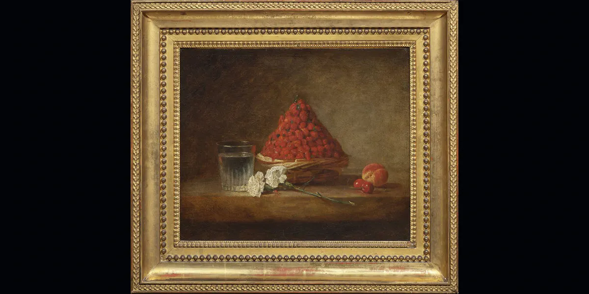 Jean-Siméon Chardin (1699 Paris 1779), Cesto di Fragole, 1761, olio su tela, firmato, 38 x 46 cm. Foto © Artcurial