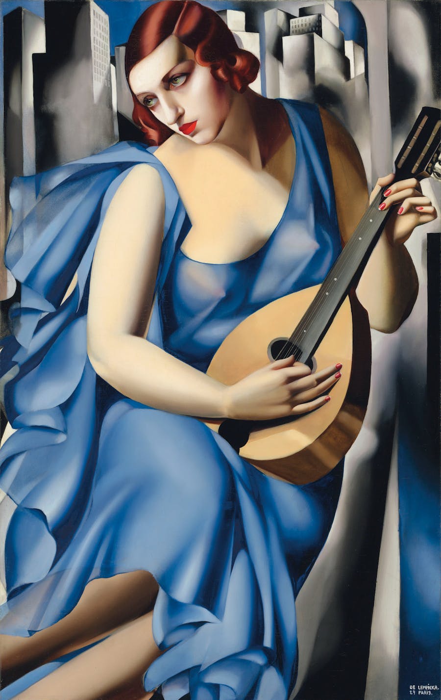 Tamara de Lempicka, La Musicienne, signed 'DE LEMPICKA. 29 PARIS.' (lower right), oil on canvas, 115.8 x 73 cm. Photo © Christie's