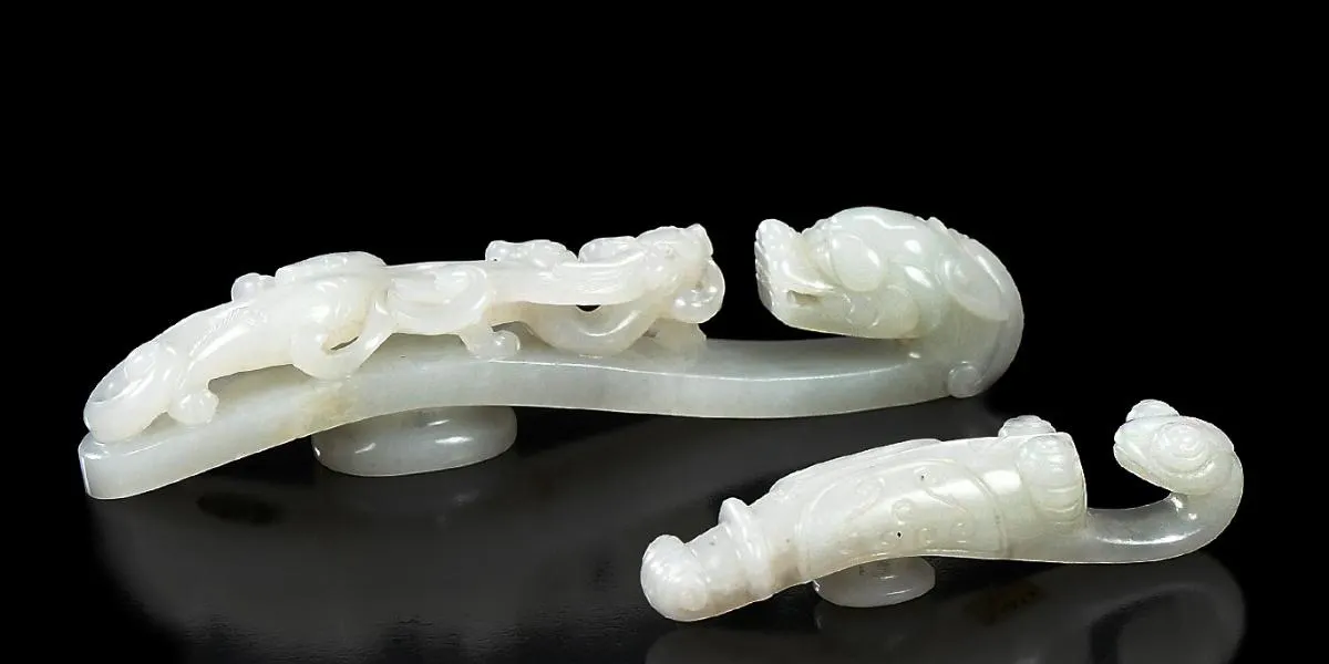 Chinese Cicada Carved Jade Belt Buckles. Image © Brunk Auctions