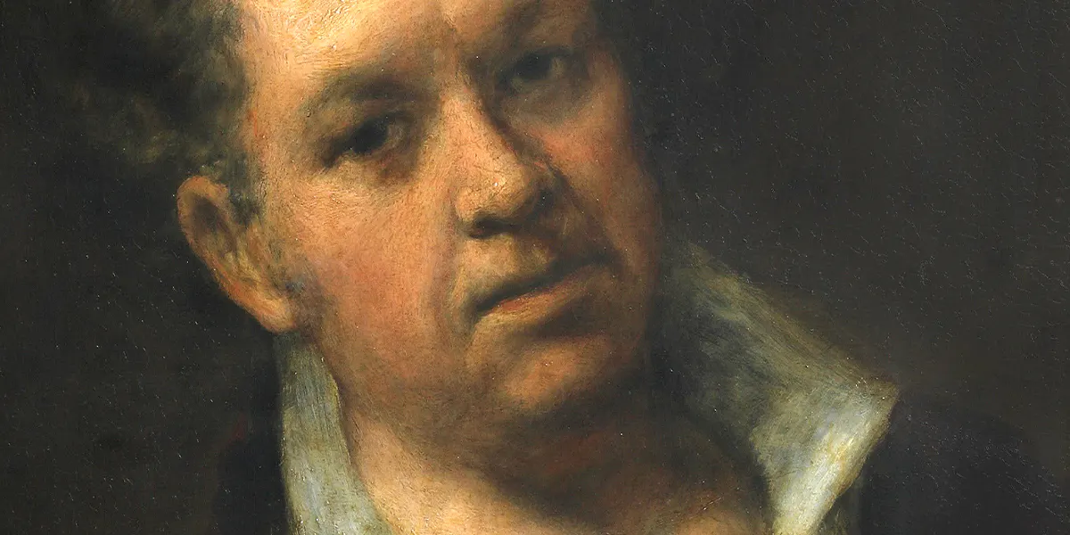 Francisco de Goya (1746-1828), Selbstporträt, 1815, Öl/Holz, 51 x 46 cm, Real Academia de Bellas Artes de San Fernando, Madrid. Foto gemeinfrei (Detail)