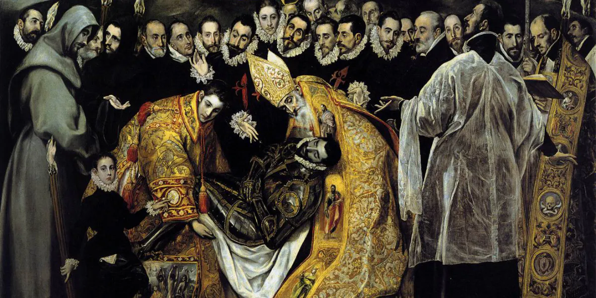 El Greco, Begräbnis des Grafen Orgaz, 1588, Kirche San Tomé, Toledo. Foto gemeinfrei (Detail)