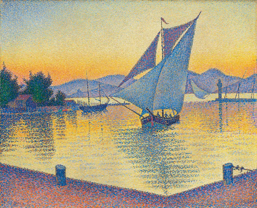 Paul Signac, ‘Le Port au Soleil Couchant, Opus 236 (Saint-Tropez)’, 1892, oil on canvas, 65 x 81.3 cm. Image © Christie’s