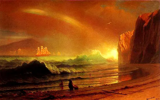ALBERT BIERSTADT. "The Golden Gate". Óleo sobre lienzo (1900)