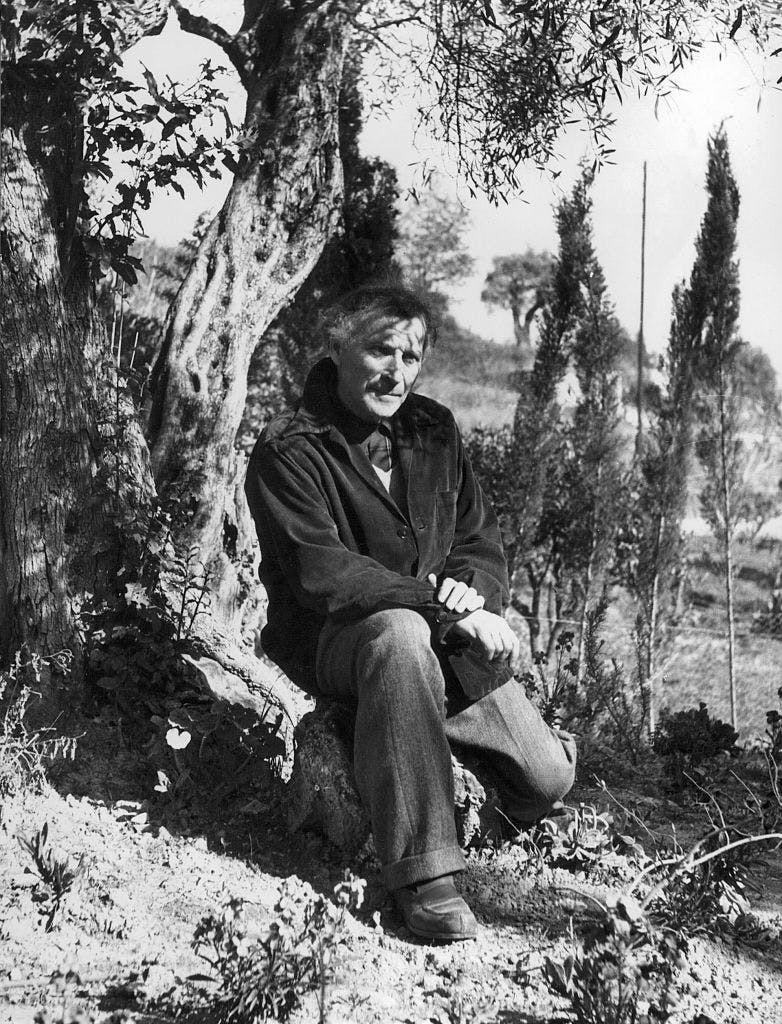 Marc Chagall in his garden at Vence, 1951 (Photo by Michel MAKO:Gamma-Rapho via Getty Images)
