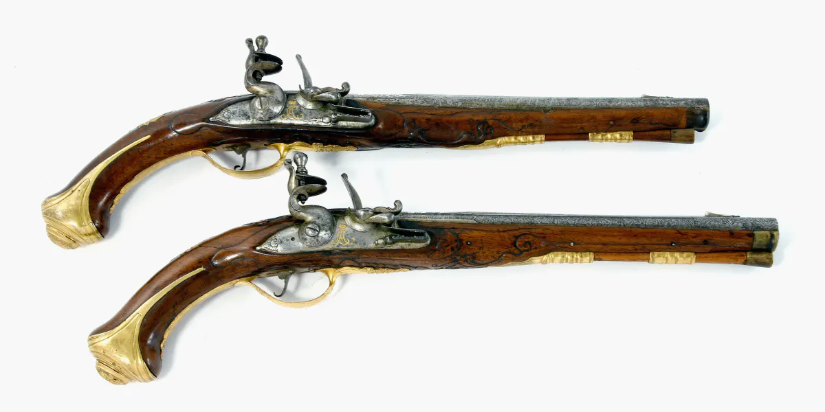 Svenske kronprinsen Karl Augusts parpistoler. Foto © Probus Auktioner