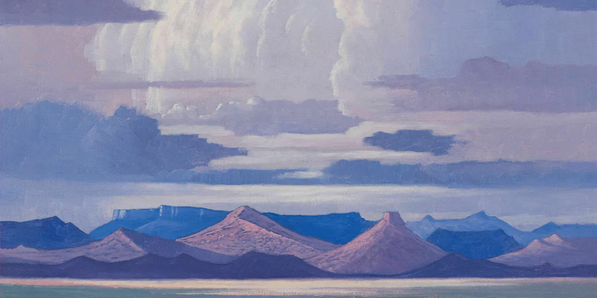 JH Pierneef, ‘Clouds Over the Karoo’, 1953, oil on canvas (detail). Photo © Strauss & Co