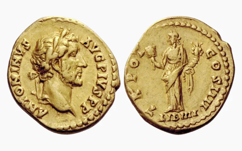 Set De 8 Monnaies Romaines Impériales – Plaquées Or – Reproduction Artisanale – Auguste, Tibère, Néron, Trajan, Caracalla, Constantin, Etc. – Made In Italy