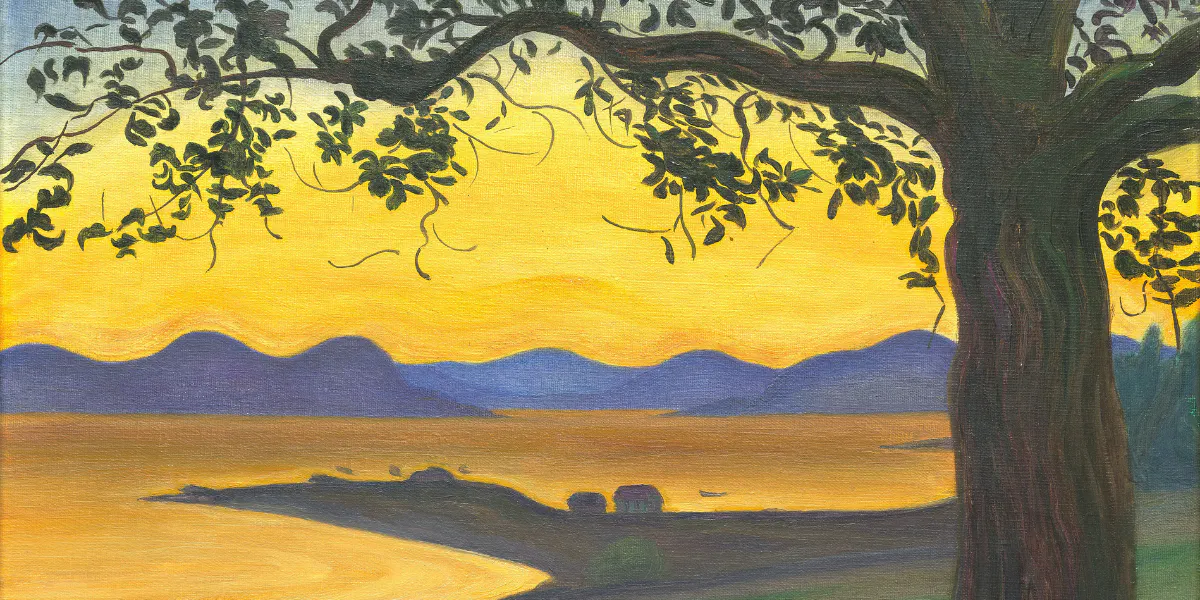 Harald Sohlberg, Fra Værvågen, aften, 1921, olio su tela, 40 x 50 cm, firmato in basso a destra Sohlberg 1921 Foto © Blomqvist (dettaglio)