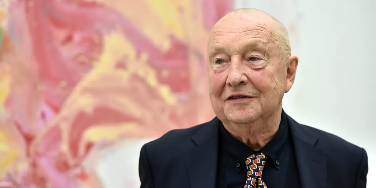 MUNICH, GERMANY – JUNE 6: Artist and painter Prof. Georg Baselitz at a photo opportunity on the occasion of the Georg Baselitz art donation at the Pinakothek der Moderne on June 6, 2019 in Munich, Germany. (Photo by Hannes Magerstaedt/Getty Images) (Detail)
