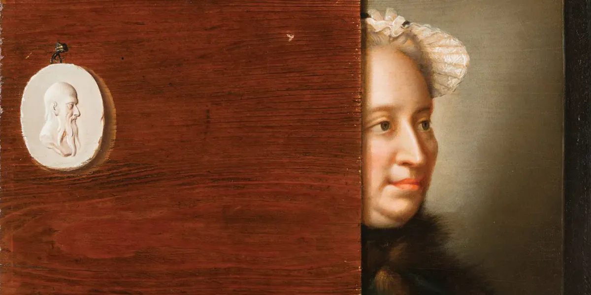 Jean-Étienne Liotard (Geneva 1702-1789), Mural of the portrait of Empress Maria Theresa of Austria. Softwood panel, one board, not parqueted. Photo @ Giquello (detail)