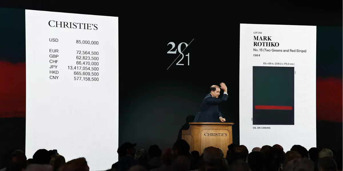 Adrien Meyer sells the Mark Rothko from the collection of Agnes Gund for $98.4 million. Photo © Christie's (detail) 