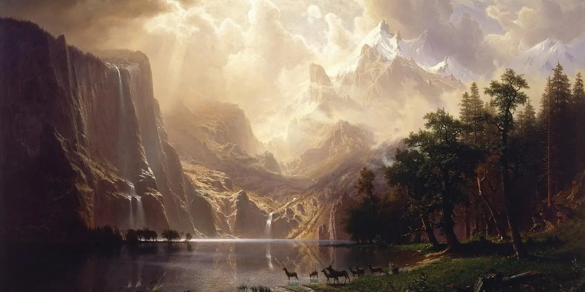 Albert Bierstadt, Among the Sierra Nevada, California (1868), Smithsonian American Art Museum, Washington, DC. Public domain image (detail)