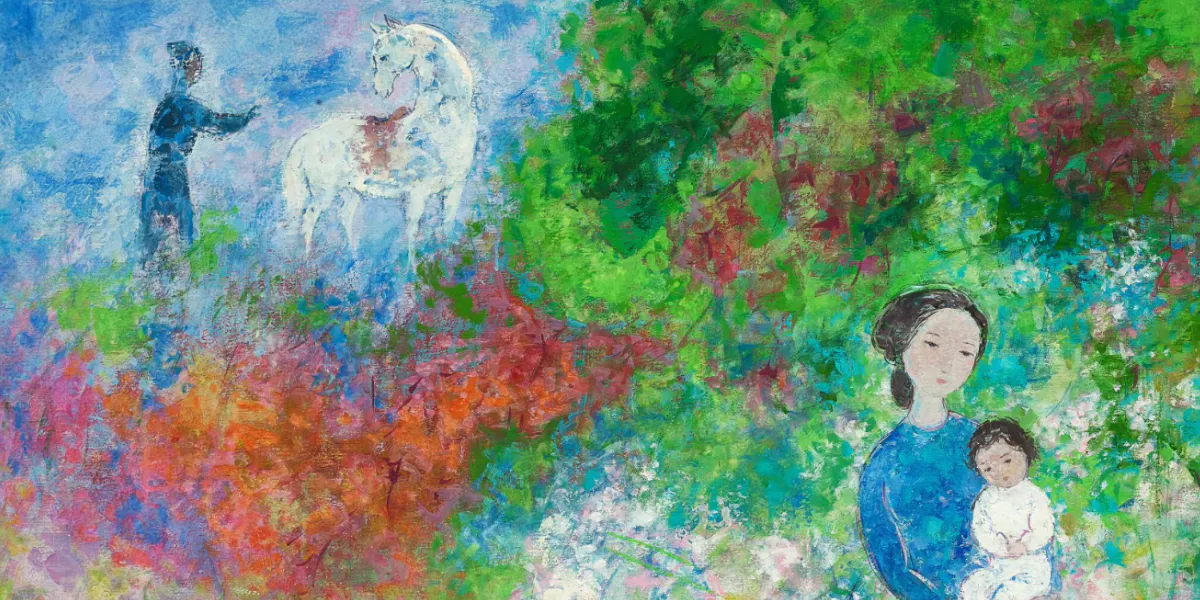 Vu Cao Dam, Nel giardino, olio su tela, 1983 © Sotheby's (dettaglio)