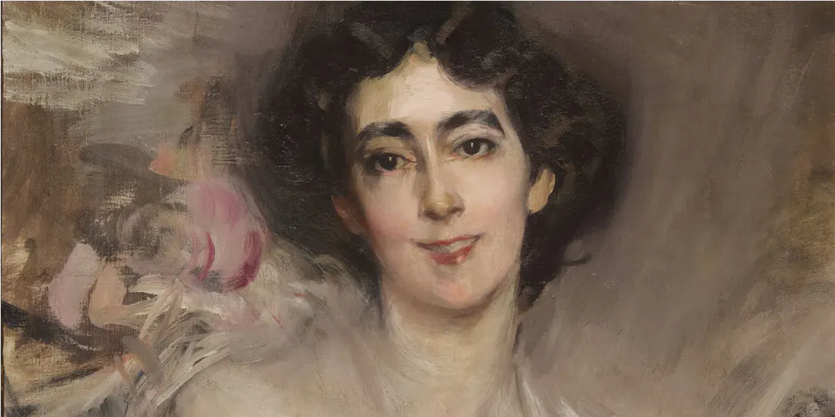 Giovanni Boldini (1842 Ferrara-1931 Paris), porträtt av Ella de Wolfe, smeknamn Elsie, senare känd som Lady Mendl (1865-1950). Foto © Christie's (detalj)